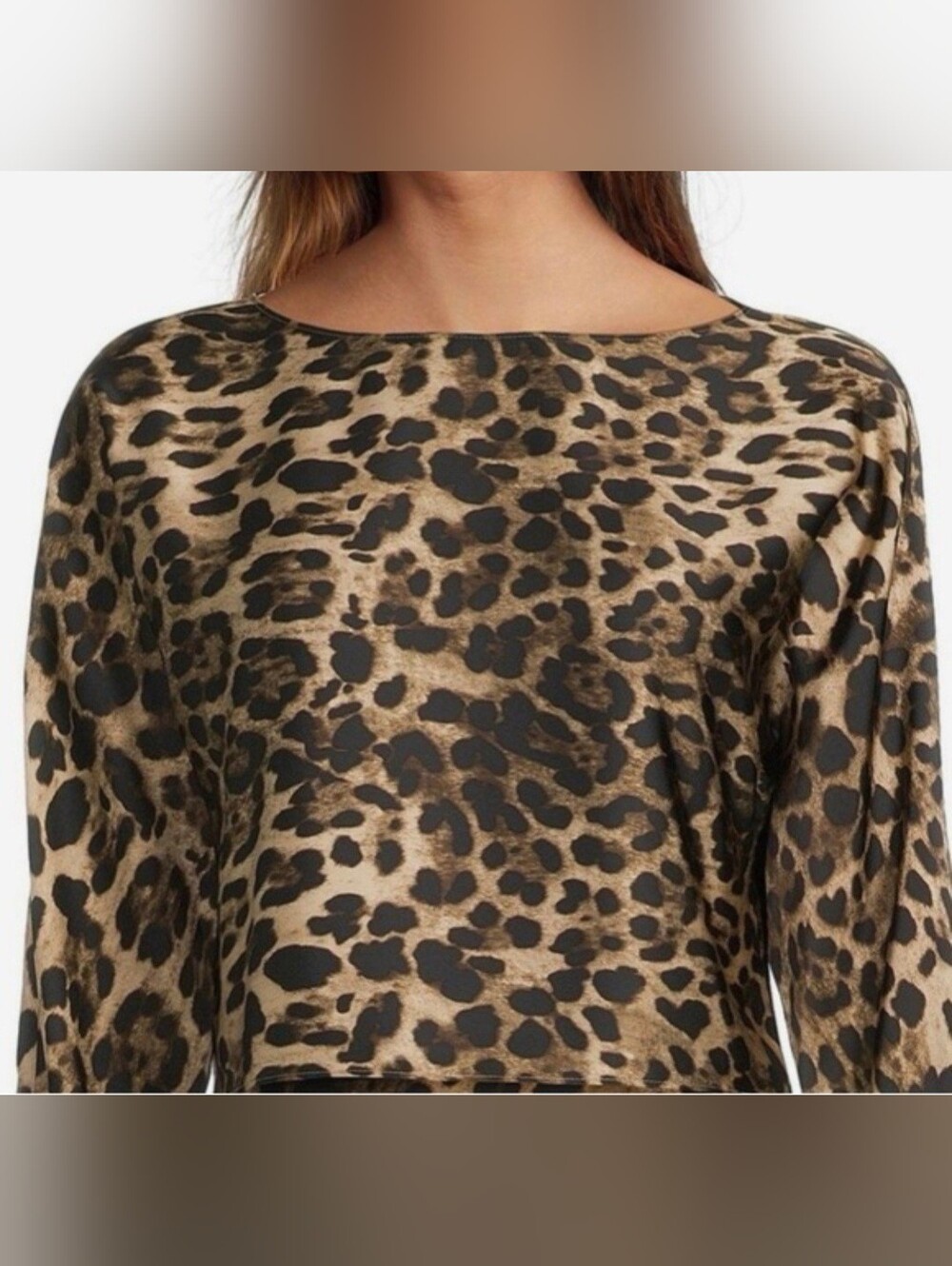 Dolce and Gabbana silk Leopard Print Boatneck Women's 'Top - Black & Brown